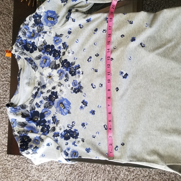 Karen Scott Sport Floral Crewneck Sweatshirt Blue - Picture 3 of 9